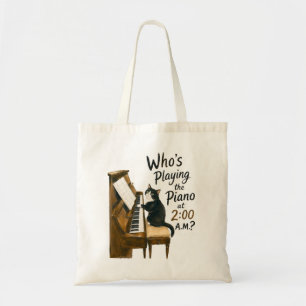 Bolsa Tote Quem está Tocando Piano às 2 da Manhã? Gato de Smo