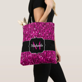 Bolsa Tote Quente-rosa brilha rapidamente Monograma