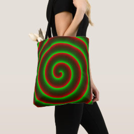 Bolsa Tote Quer mudar o vermelho? Espiral verde embaçada.