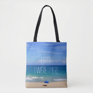 Bolsa Tote Queria Estar Lá - Blue Beach Umbrella