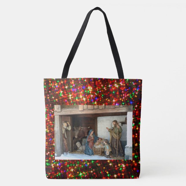 Bolsa Tote Querida Jesus, Maria e Joseph Natividade (Frente)