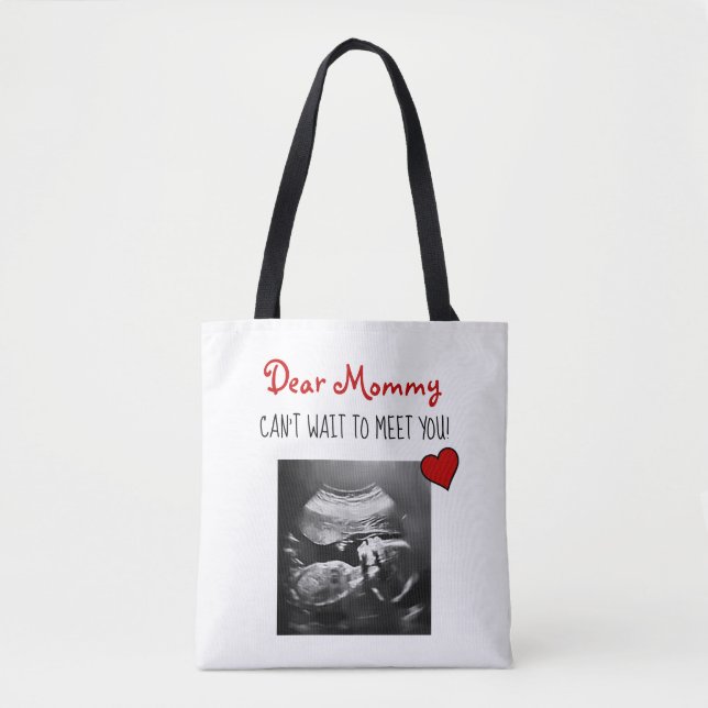 Bolsa Tote Querida Mamãe Não Posso Esperar para Conhecê-la! (Frente)