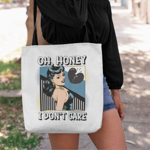 Bolsa Tote Querida, não me importo com a Pop Art Vintage