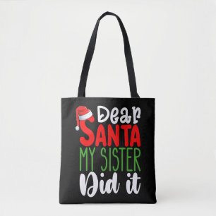 Bolsa Tote Querido Papai Noel Minha Irmã Fez Isso Família Nat