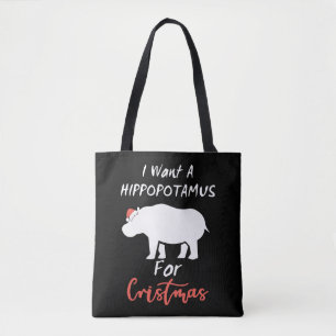 Bolsa Tote Quero Hippopotamus No Natal