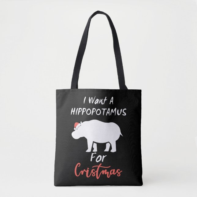 Bolsa Tote Quero Hippopotamus No Natal (Frente)