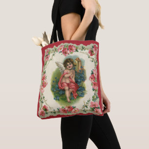 Bolsa Tote Querubim Vitoriano do Dia dos Namorados Antigo no