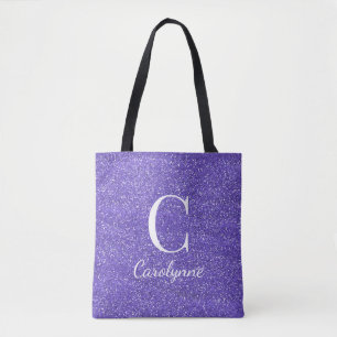 Bolsa Tote Quic Girly Purple Faux Glitter Monograma