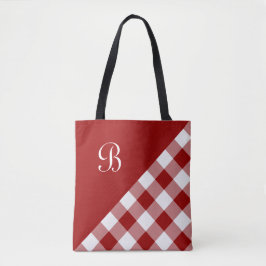 Bolsa Tote Quic Monograma Red White Buffalo Check Geométrico