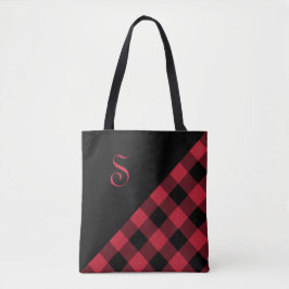 Bolsa Tote Quic Monograma Vermelho Búfalo Negro Geométrico