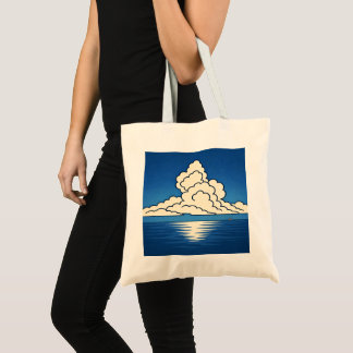 Bolsa Tote Quiet Horizon – Minimal Ocean & Cloud Art Tote Bag