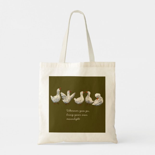 Bolsa Tote Quiet Quack: White Duck Starry Night Goose (Verso)