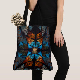 Bolsa Tote Quilted Estrela Abstrata em Azuis