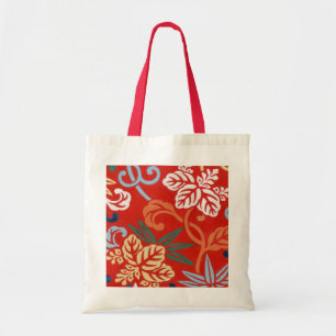 Bolsa Tote Quimono Japonês Floral Havaiano Vermelho Chinoiser