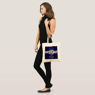 Bolsa Tote Quinceanera Marinho Blue Silver Princesa Elegante