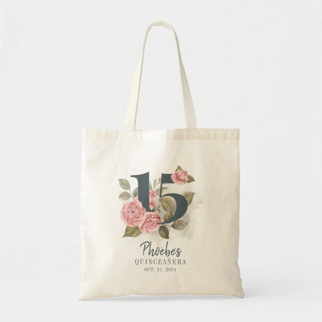 Bolsa Tote Quinceanera Rustic Floral 15 Birthday (Frente)