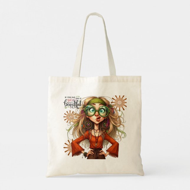 Bolsa Tote Quirky Hippie Lady Beauily Tote Bag (Verso)