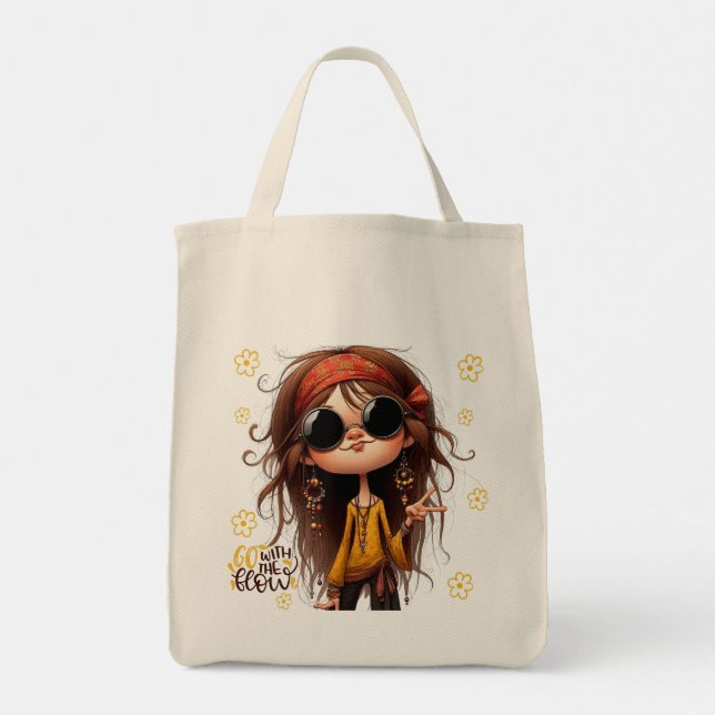 Bolsa Tote Quirky Hippie Lady Flow Tote Bag (Verso)