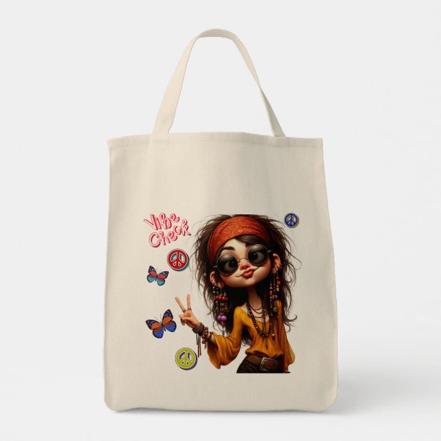 Bolsa Tote Quirky Hippie Lady Vibe Tote Bag (Verso)