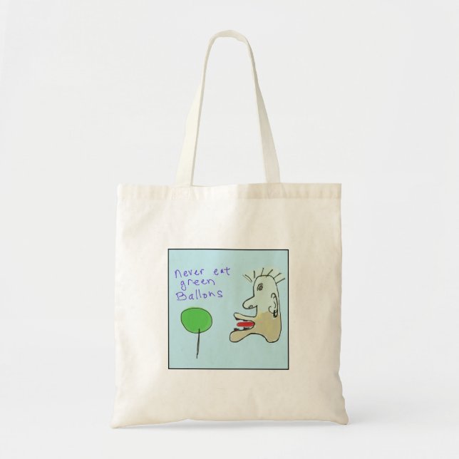 Bolsa Tote Quirky Illustrated Eat Green Balloons (Frente)