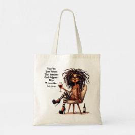Bolsa Tote Quirky Lady Tattoos & Wine Julgamento Toag