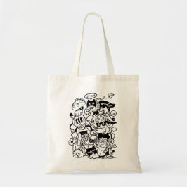 Bolsa Tote Quirky Personagem de desenho animado Crowd