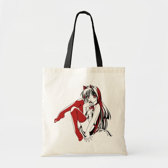 Bolsa Tote R & B Manga, Neko Catgirl Furry Loli Anime (Frente)