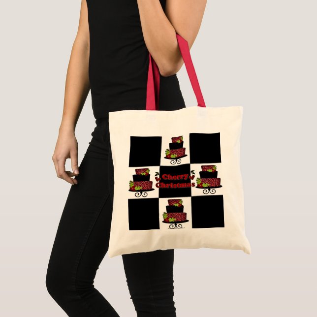 Bolsa Tote RAB Rockabilly Cherry Christmas Cake Azulejos Bag (Frente (produto))