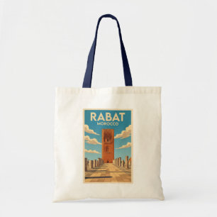 Bolsa Tote Rabat Marrocos Ilustração Arte de Viagem Vintage