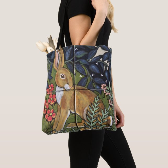 Bolsa Tote Rabbit Hare Tapeçaria Antiguidade Azulejo Arte (Close Up)