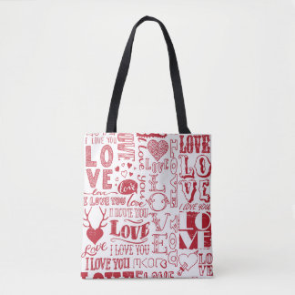 Bolsa Tote rabiscos de amor feitos à mão