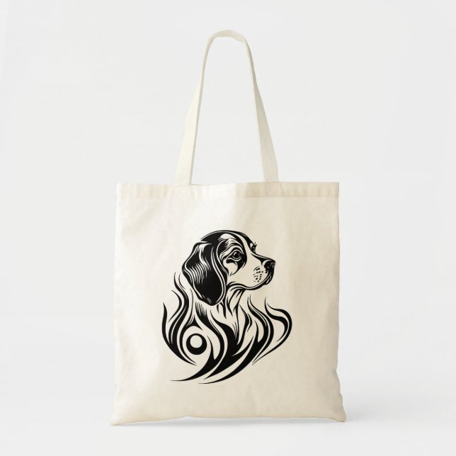 Bolsa Tote Raça de Beagle Logotipo Ornamental Black (Frente)