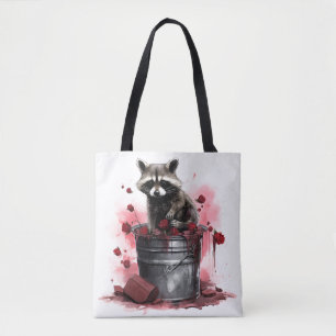 Bolsa Tote Raccoon na Dia de os namorados de caixa de lixo