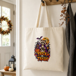 Bolsa Tote Raccoon Truque ou Lixo Vampiro Halloween
