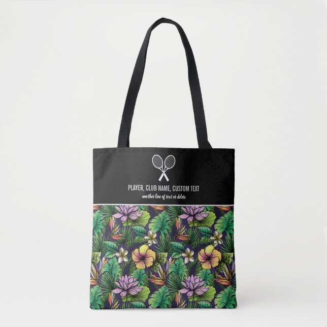 Bolsa Tote Racket Personalizado de Impressão Floral Tropical (Frente)
