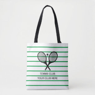 Bolsa Tote Racket Tênis de faixa branca verde personalizada