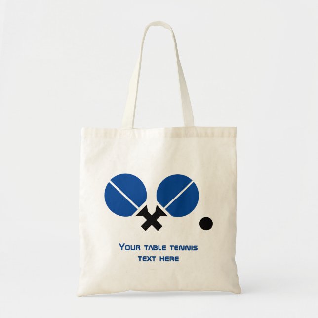 Bolsa Tote Rackets de pingue-pongue de mesa e azul-bola (Frente)