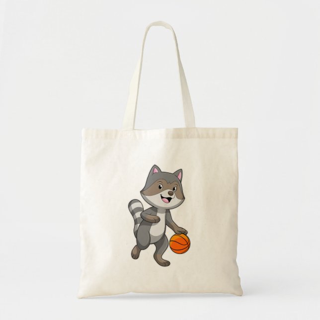 Bolsa Tote Racoon como jogador de basquetebol (Frente)
