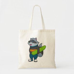 Bolsa Tote Racoon como Snowboarder com Snowboard