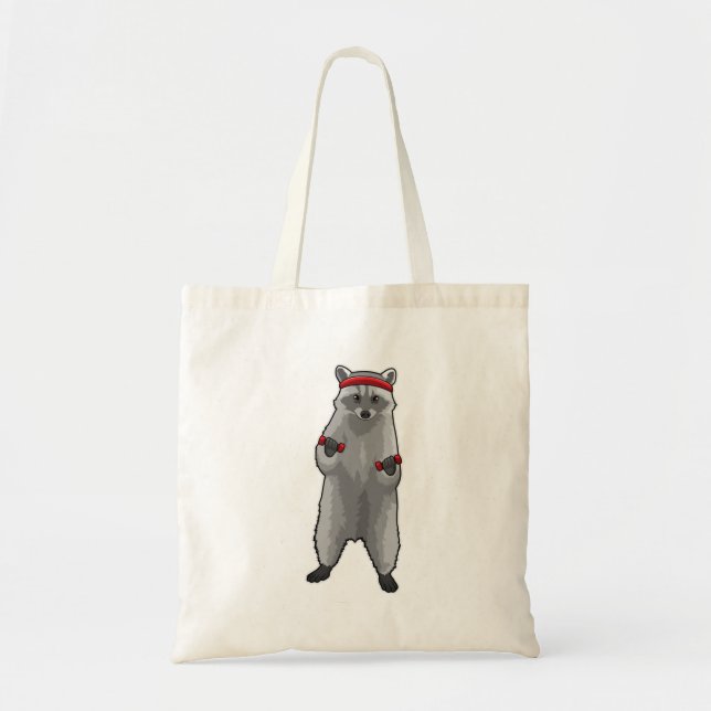 Bolsa Tote Racoon na Malhação com Dumbbells (Frente)