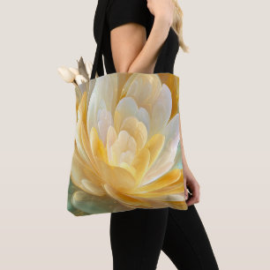Bolsa Tote Radiação Serena de Camadas de Pétalas Douradas e Á