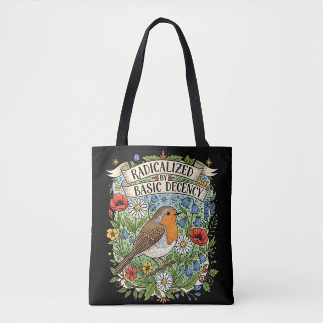 Bolsa Tote Radicalized by Basic Decency Aesthetic Art Bird (Frente)