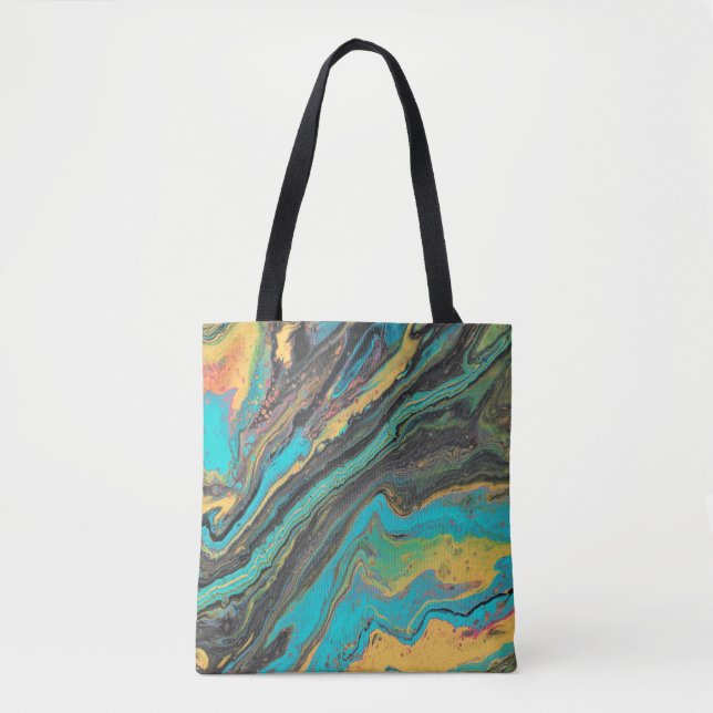 Bolsa Tote Rádio King 3 Turquoise Geode AcryAbstrato (Frente)