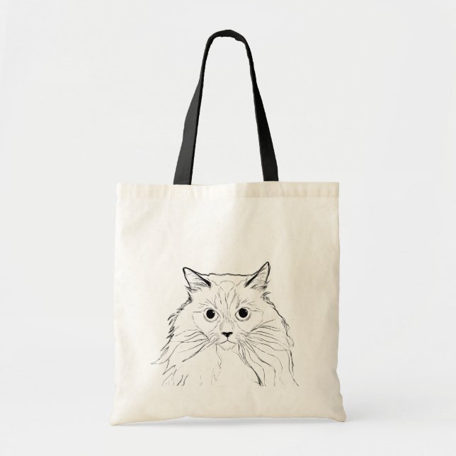Bolsa Tote Ragdoll Cat Line Art Tote Bag (Frente)
