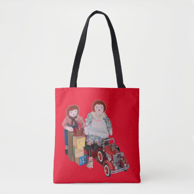 Bolsa Tote Raggedy Ann & Andy bonecas com brinquedos (Frente)