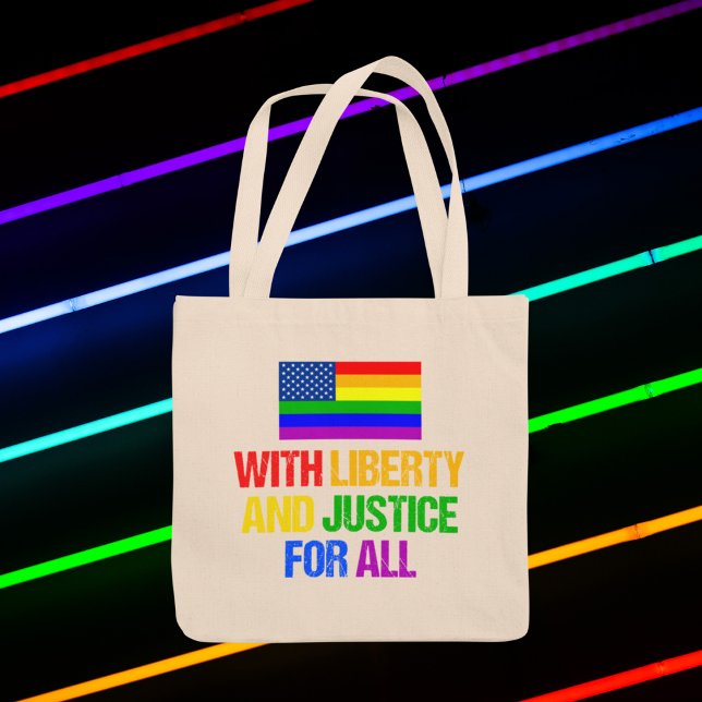 Bolsa Tote Rainbow American Flag LGBT Rights Orgulho gay (Criador carregado)