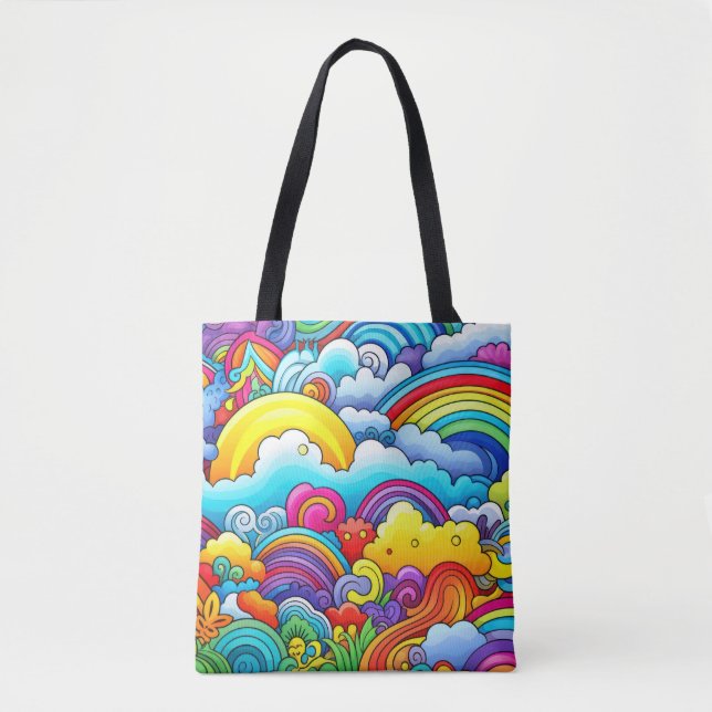 Bolsa Tote Rainbow backgrounds (Frente)