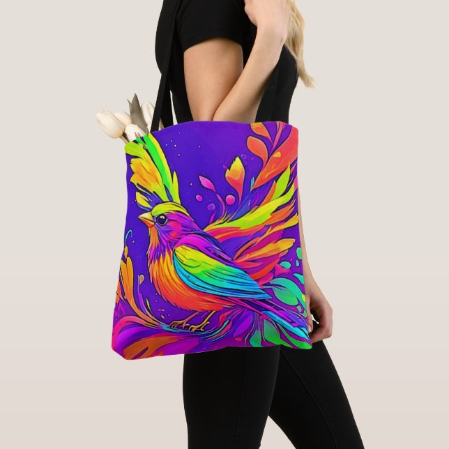 Bolsa Tote Rainbow Bird em Cartoon Land (Close Up)