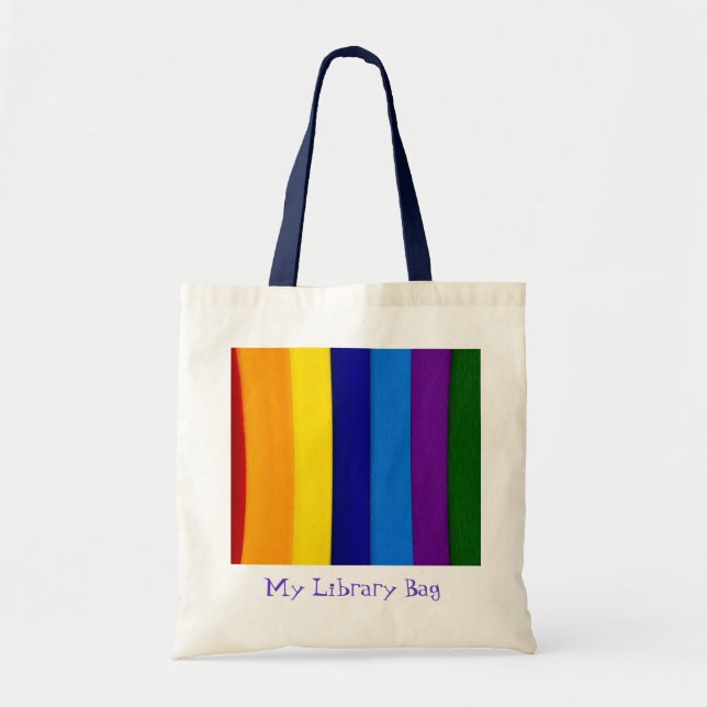 Bolsa Tote Rainbow bright stripes kids library bag (Frente)