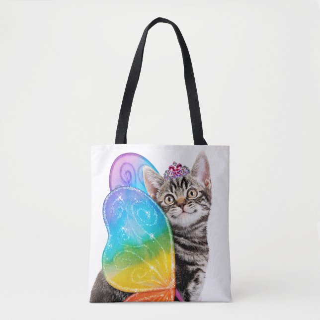 Bolsa Tote Rainbow Butterfly Princesa Kitten (Frente)